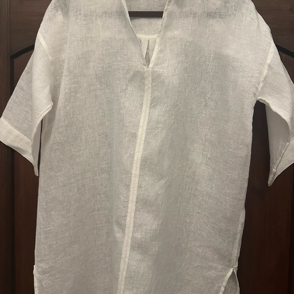 Eileen Fisher White Linen Tunic Top